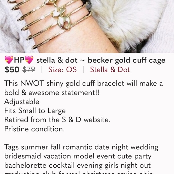 ๐ Stella & Dot, Becker Gold Cage Cuff, NWOT - Picture 4 of 4